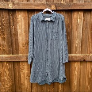 Anthropologie Blue Striped Long Sleeve Shirt Dress